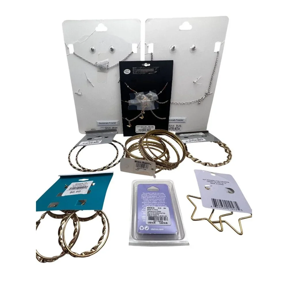 NWT Mixed Jewelry Lot Earrings Necklaces Bracelets Bangles Anklets Body Stud - Picture 11 of 16